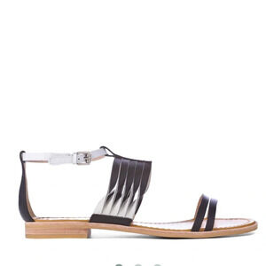 French Connection Hazel black and white twisty straps sandals size 38 / 8 US